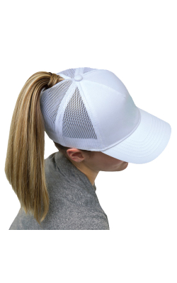 AJM International 5970L - Polycotton / Nylon Mesh 5 Panel Constructed Full-Fit-Five (Mesh Back, Women's)