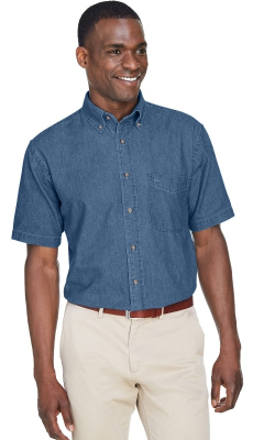 Harriton  M550S  -  Men's 6.5 oz. Short-Sleeve Denim Shirt