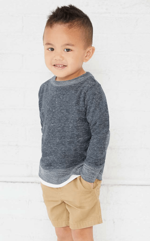 Rabbit Skins  RS3379  -  Toddler Harborside Melange French Terry Crewneck with Elbow Patches