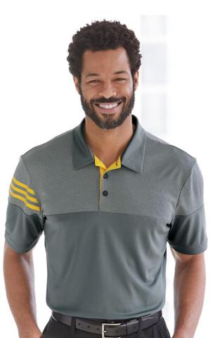 Adidas A213 - Heathered 3-Stripes Colorblock Sport Shirt