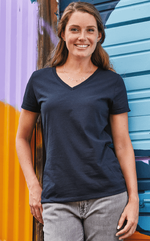 Fruit of the Loom L39VR - Ladies HD Cotton V-Neck Basic Tee