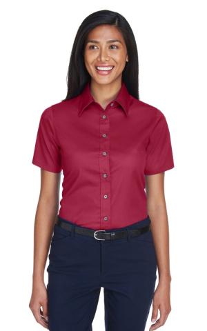 Harriton  M500SW  -  Ladies' Easy Blend Short-Sleeve Twill Shirt withStain-Release