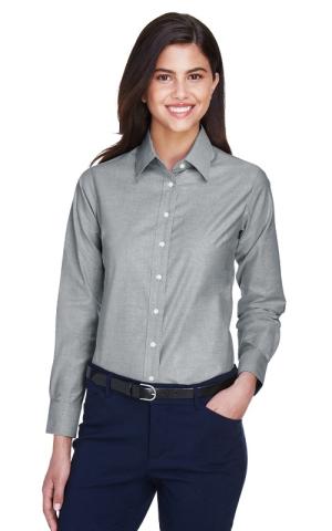 Harriton  M600W  -  Ladies' Long-Sleeve Oxford with Stain-Release